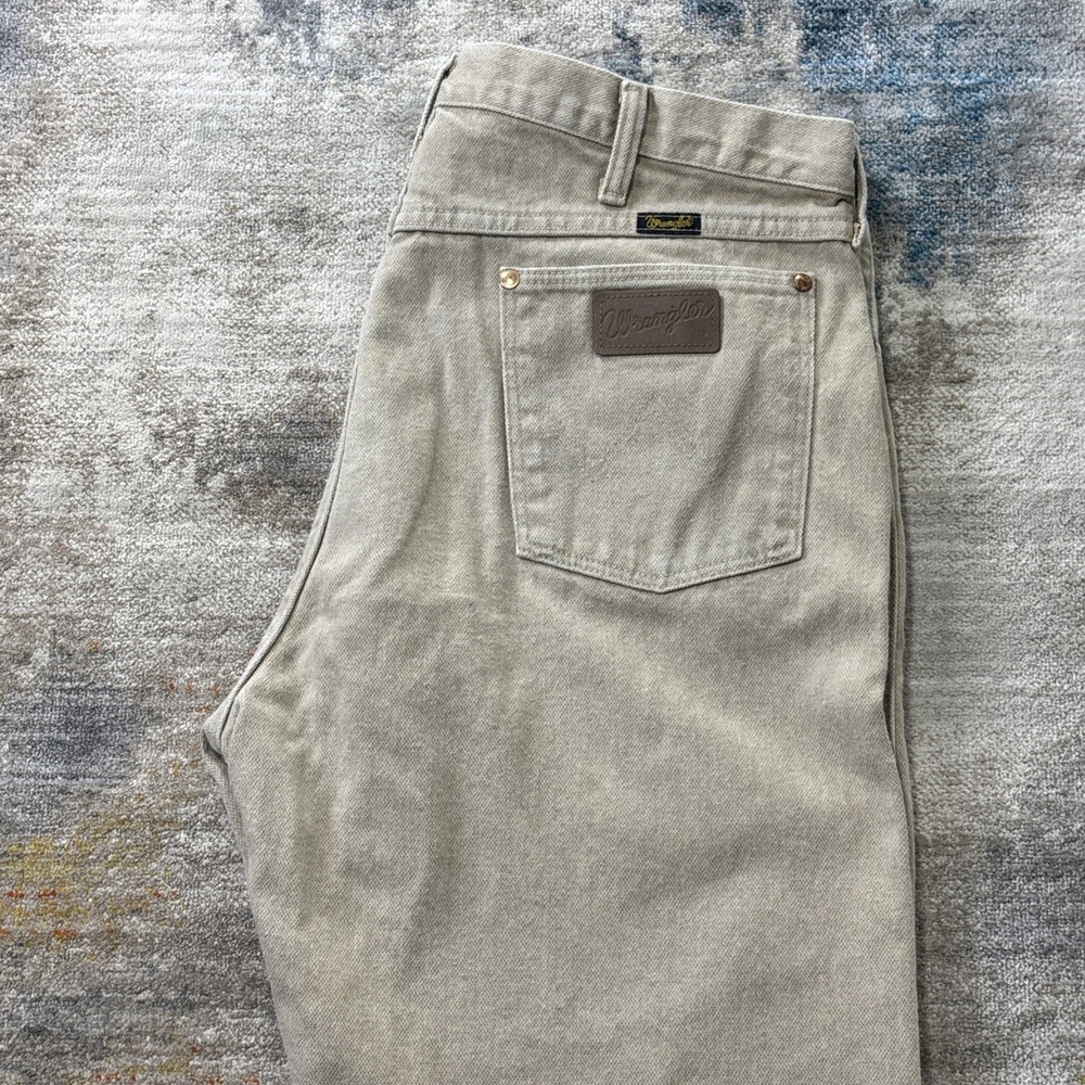 Vintage Wrangler Men's 38x32 Jeans Tan Khaki Denim 80s 90s Western